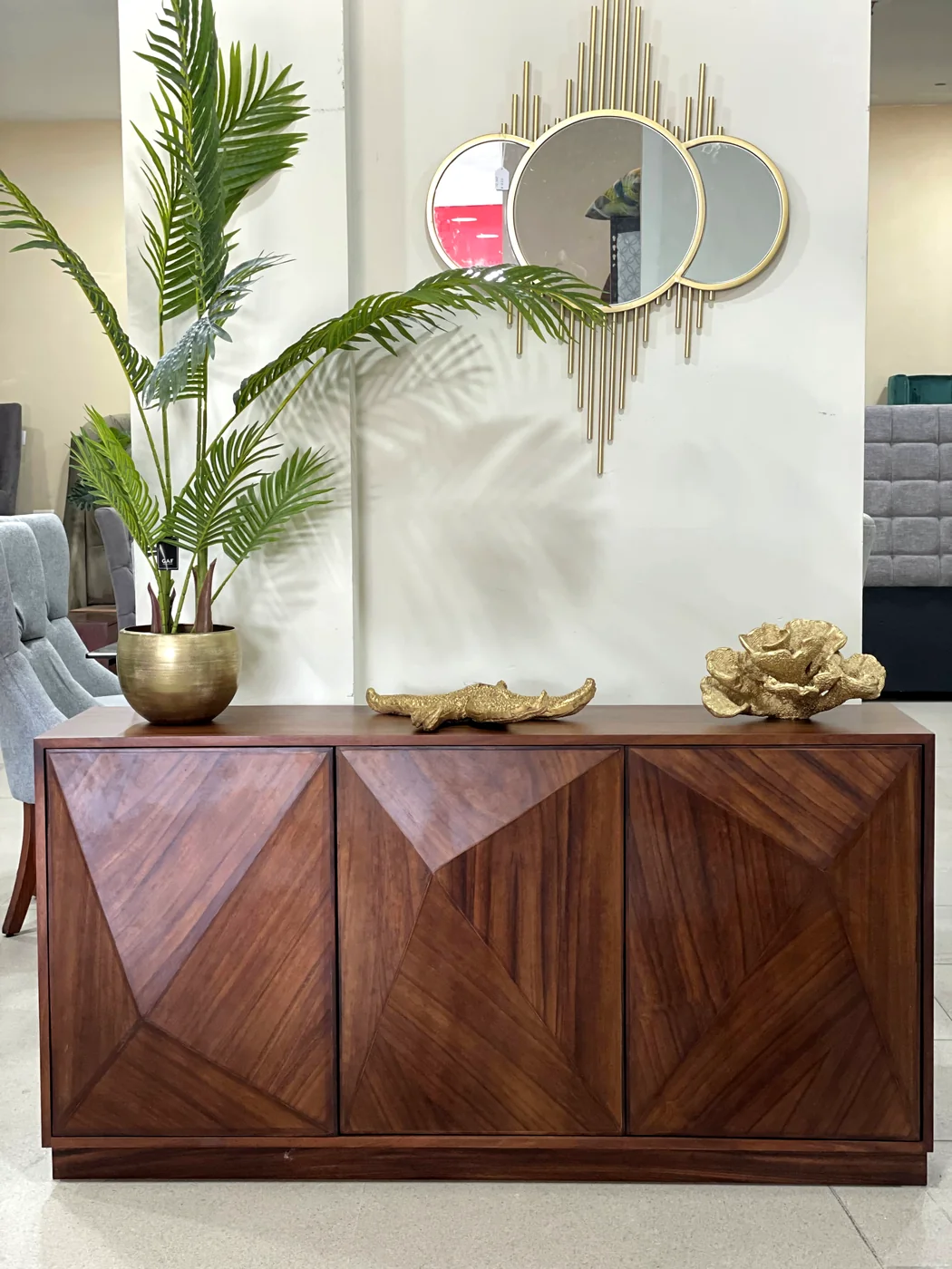 Credenza madera espejo dorado